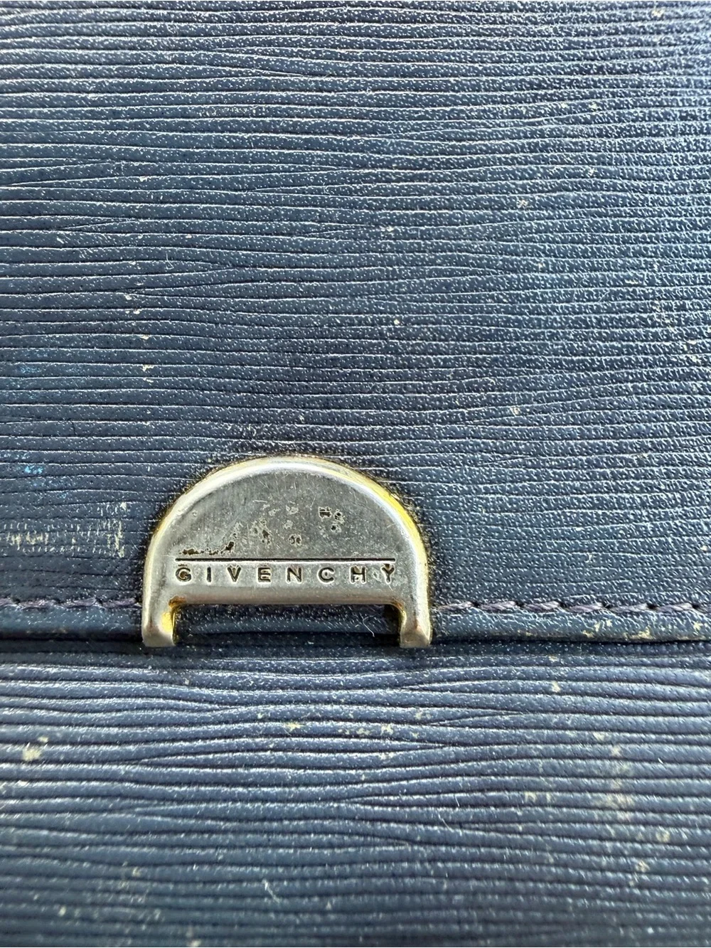Givenchy Men's Textured Navy Leather Kiss Lock Wallet
